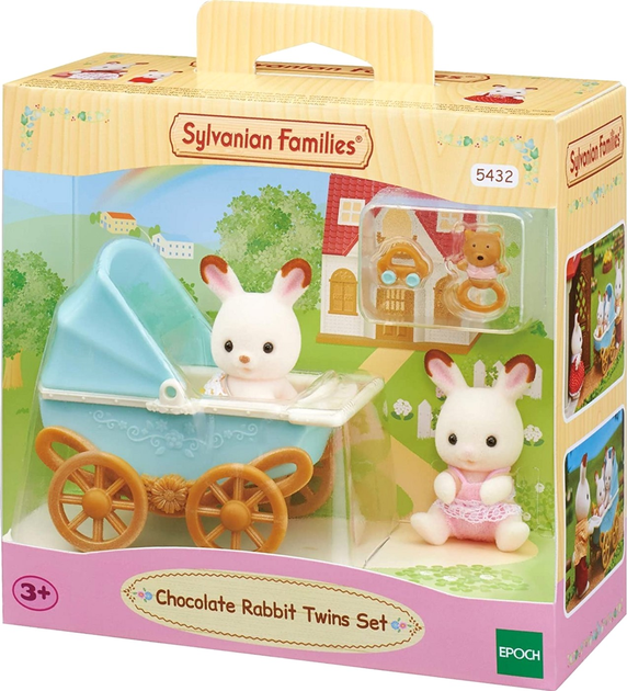 Zestaw figurek Sylvanian Families Chocolate Rabbit Twins And Baby High Chair 2 szt (5054131054321) - obraz 1