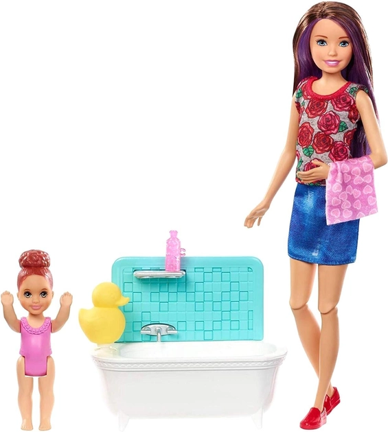Zestaw lalek Mattel Barbie Skipper Babysitters Bath Time (0887961691276) - obraz 2