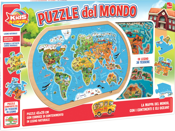 Puzzle drewniane RSToys Kids Activity World 45 x 29 x 0.7 cm 36 elementów (8004817111661) - obraz 1