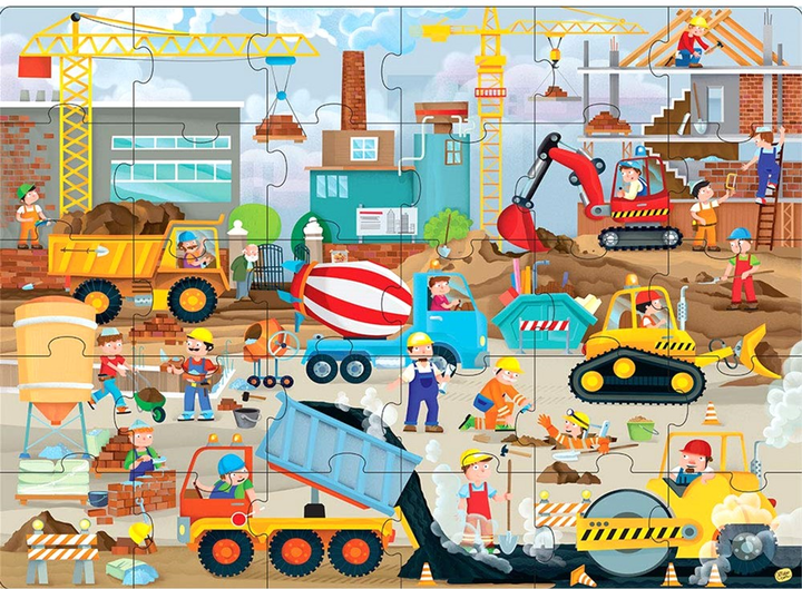 Puzzle Sassi Junior Construction Site Vehicles z książką 62 x 45 cm 30 elementów (9788830301658) - obraz 2