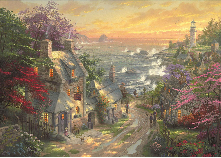 Puzzle Schmidt Spiele Thomas Kinkade Village at the Foot of the Lighthouse 117.6 x 83.6 cm 3000 elementów (4001504594824) - obraz 2