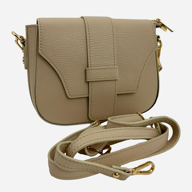 Torebka crossbody damska ze skóry naturalnej Laura Biaggi LB98-142 Jasnobeżowa (5906212477867) - obraz 1