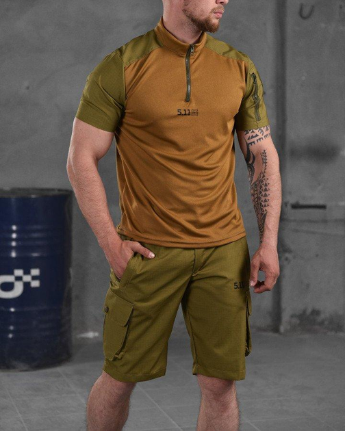 Чоловічий літній комплект костюм шорти+футболка 5.11 Tactical 2XL койот (87455) - зображення 1