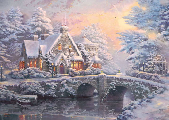 Набір пазлів Schmidt Thomas Kinkade Lamplight Manour & Winter in Lamplight Manour 69.3 х 49.3 см 2 х 1000 елементів (4001504594688) - зображення 3