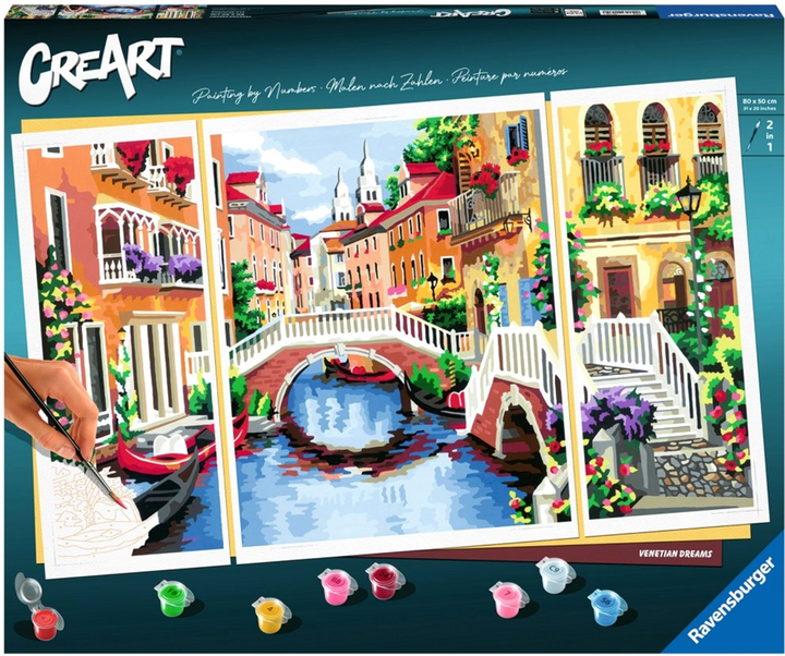 Malowanie po numerach Ravensburger CreArt Triptych Venetian Dreams 80 x 50 cm (4005556201358) - obraz 1