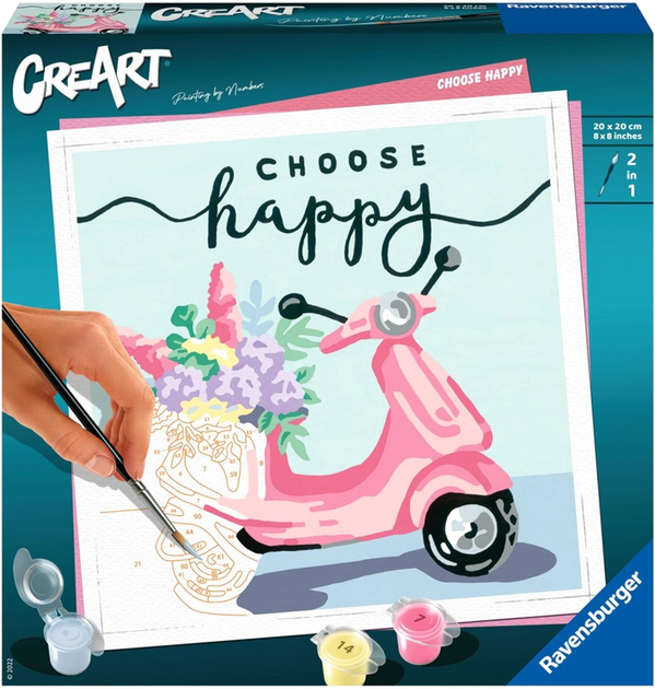 Картина за номерами Ravensburger CreArt Square Trend Choose Happy 20 x 20 см (4005556201259) - зображення 1