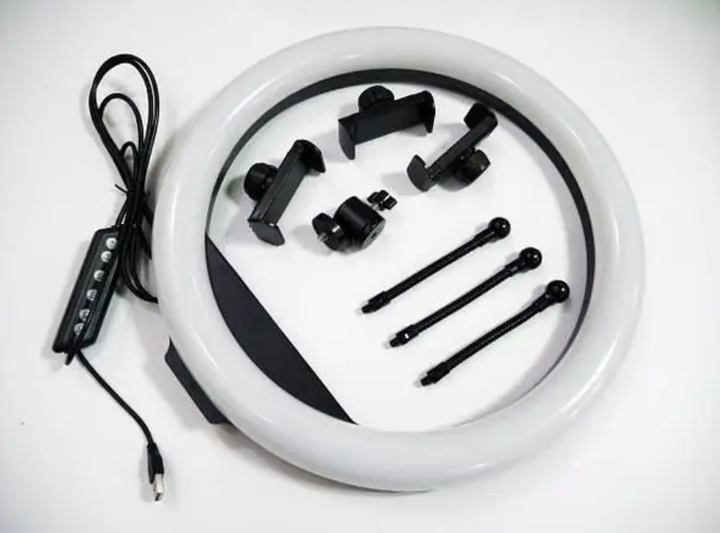 Кольцевая светодиодная цветная лампа RGB LED MJ36 Набор блогера селфи кольцо со штативом Мультиколор 36 см - изображение 3