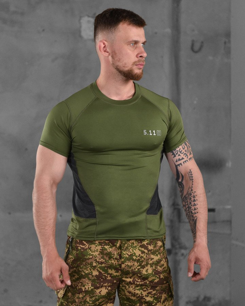 Компрессионная тактическая футболка . олива L - изображение 1