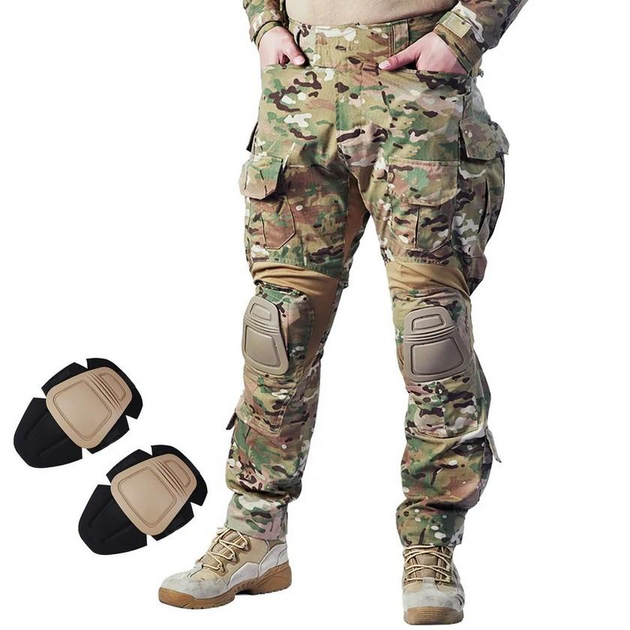 Військові тактичні штани Han Wild G3 з наколінниками бойові штани ВСУ Multicam мультикам XXL - зображення 1