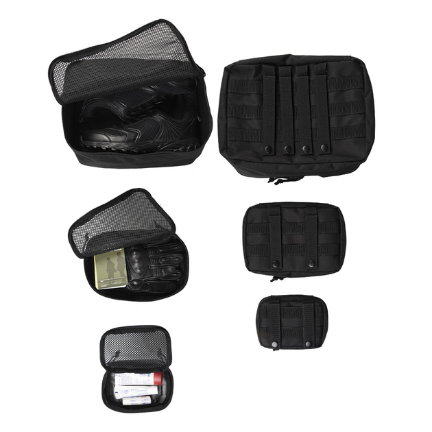 Набор универсальных подсумков Sturm Mil-Tec Mesh Pouch Set 3-pcs Black - изображение 2