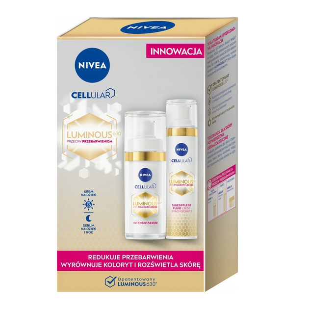 Zestaw do pielęgnacji twarzy NIVEA Cellular Luminous 630 Krem na dzień przeciw przebarwieniom 40 ml + Intensywne serum przeciw przebarwieniom 30 ml (5900017088679) - obraz 1