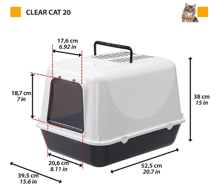 Закритий туалет для котів Ferplast Clear Cat 20 чорний 55x40x38 см 72053199 - зображення 3