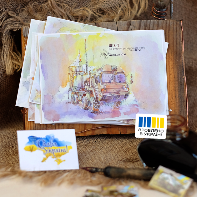 Комплект листівок JaneB Бійці ППО на сторожі українського неба - Фото 1 Комплект листівок JaneB Бійці ППО на сторожі українського неба - изображение 1