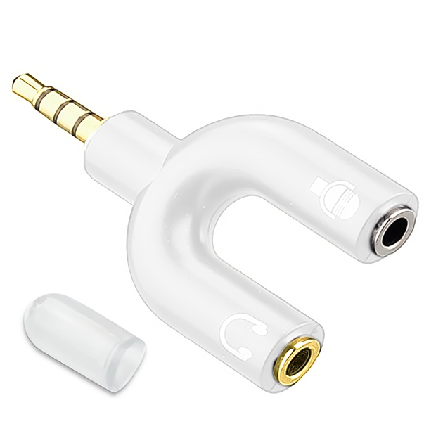 Разветвитель для наушников и микрофона Addap AJA-03, 3,5 мм Jack 3-pin на 4-pin | Аудиоадаптер, сплиттер, белый - изображение 2