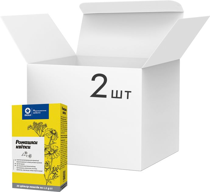 Упаковка фіточаю Віола Ромашки квітки 20 пакетиків по 1.5 г x 2 шт (4820241313594) - зображення 1