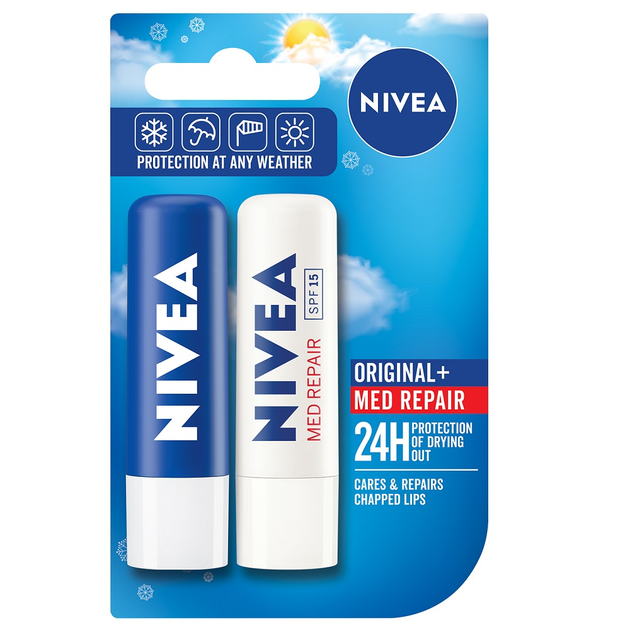 Набір NIVEA Original Помада для захисту губ 4.8 г + Помада для догляду за губами Med Repair 4.8 г  (9005800354859) - зображення 1