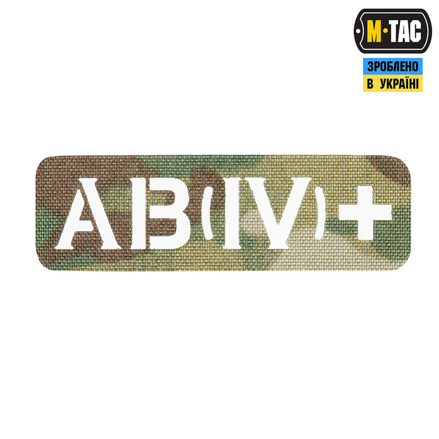 Нашивка M-Tac группа крови AB (IV) + сквозная Laser Cut 25х80 Multicam - изображение 1