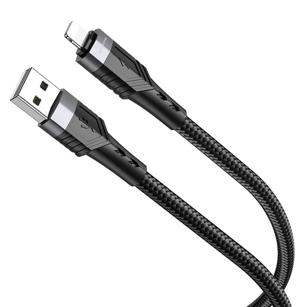 Кабель Borofone BU35 lightning Influence charging data cable 3A 1.2m Black - Фото 1 Кабель Borofone BU35 lightning Influence charging data cable 3A 1.2m Black - зображення 1