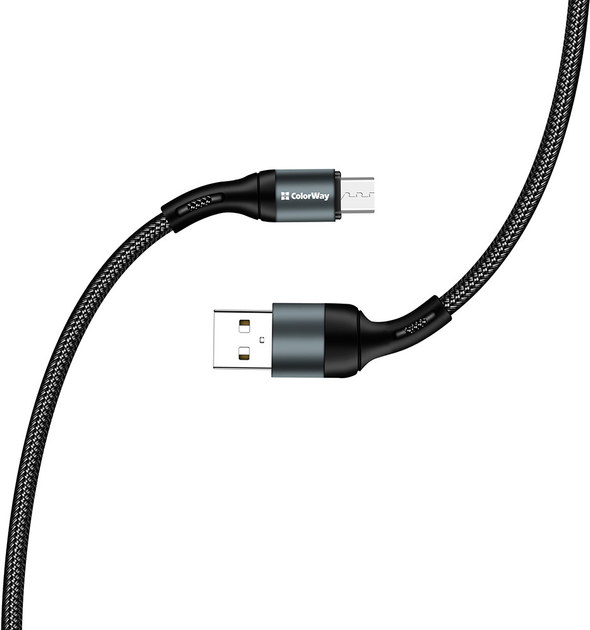 Кабель ColorWay USB MicroUSB 2.4A 1 m Black (CW-CBUM045-BK) - зображення 2