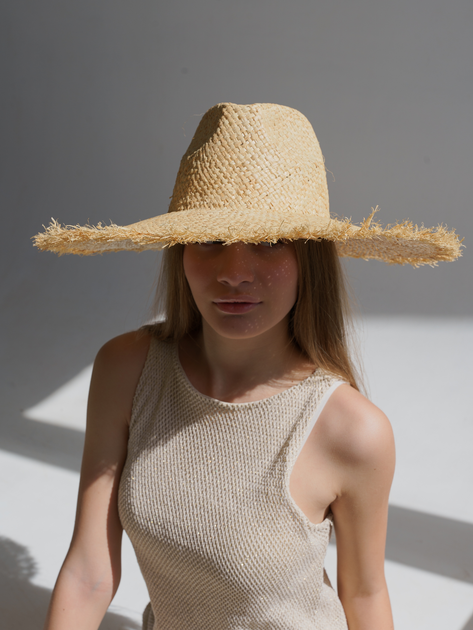 Шляпа соломенная Федора с широкими полями D.Hats с бахрамой - изображение 2