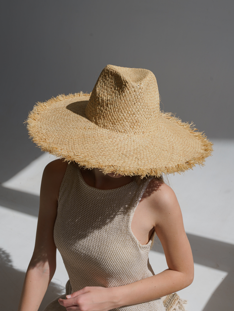 Шляпа соломенная Федора с широкими полями D.Hats с бахрамой - изображение 3