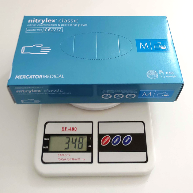 Нітрилові рукавички Nitrylex, щільність 3 г. - Classic - Блакитні (100 шт) M (7-8) - изображение 2