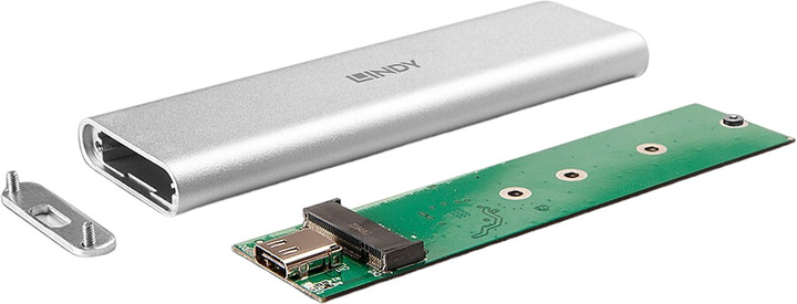 Зовнішня кишеня Lindy M.2 SATA USB-C 3.2 Gen2 Enclosure Grey (4002888433327) - зображення 5