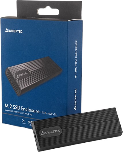 Kieszeń zewnętrzna Chieftec CEB-M2C-TL M.2 NVME/SATA USB 3.1 Type-C Black (CEB-M2C-TL) - obraz 6