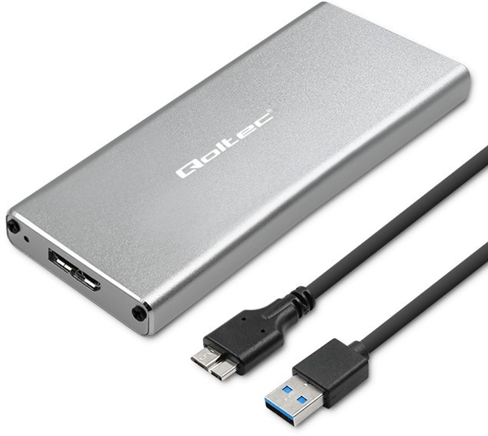 Kieszeń zewnętrzna Qoltec M.2 SSD SATA USB 3.0 2TB Grey (5901878518336) - obraz 1