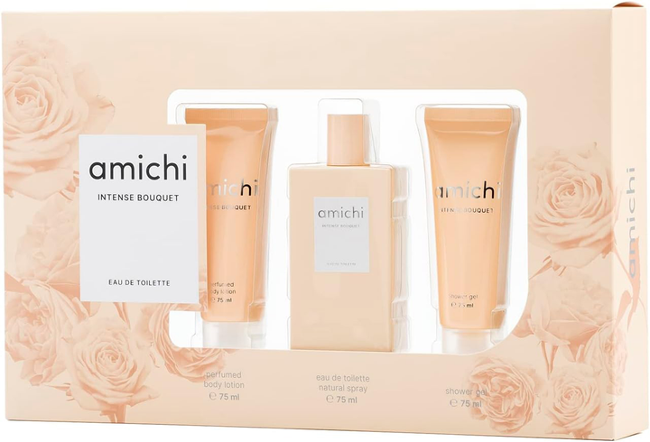 Набір для жінок Amichi Intense Bouquet Туалетна вода 75 мл + Гель для душу 75 мл + Лосьйон для тіла 75 мл (8414135018748) - зображення 2