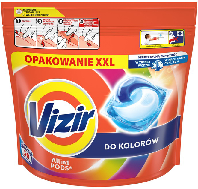 Kapsułki do prania Vizir ALL in 1 Pods Color 50 szt (8006540823651) - obraz 1