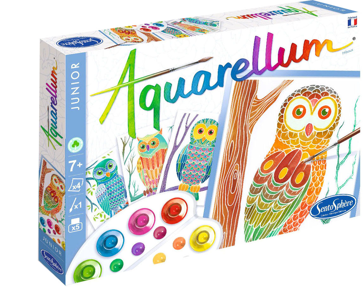 Kolorowanka SentoSphere Aquarellum Junior Owls (3373910006927) - obraz 1