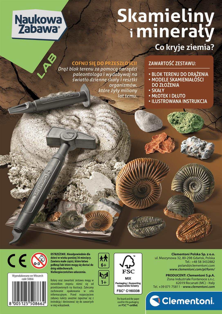 Zestaw do eksperymentów naukowych Clementoni Fossils & Minerals (8005125508662) - obraz 2