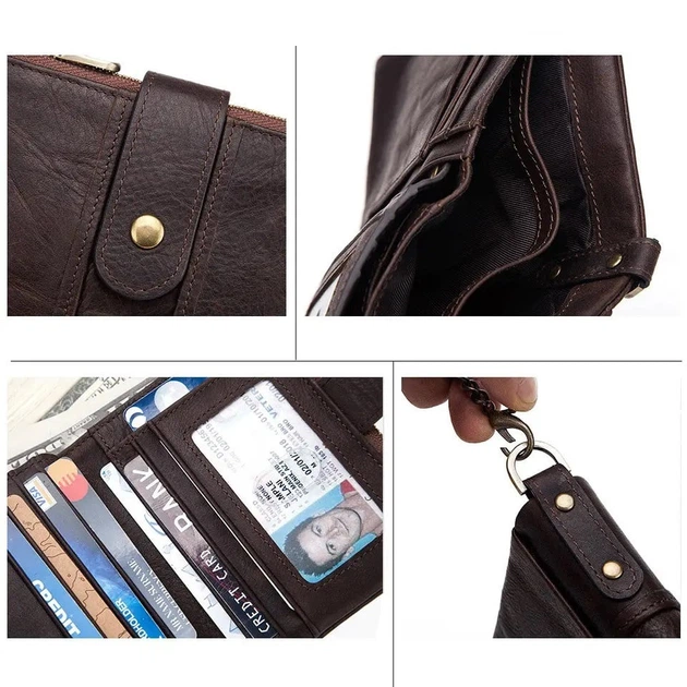 Кожаный кошелек портмоне Vintage Pro с RFID защитой, мужской - Коричневый - Фото 6 Кожаный кошелек портмоне Vintage Pro с RFID защитой, мужской - Коричневый - изображение 6