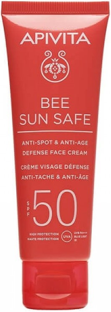 Сонцезахисний крем для обличчя Apivita Bee Sun Safe Anti-Spot & Anti-Age Defense SPF 50 50 мл (5201279100575) - зображення 1