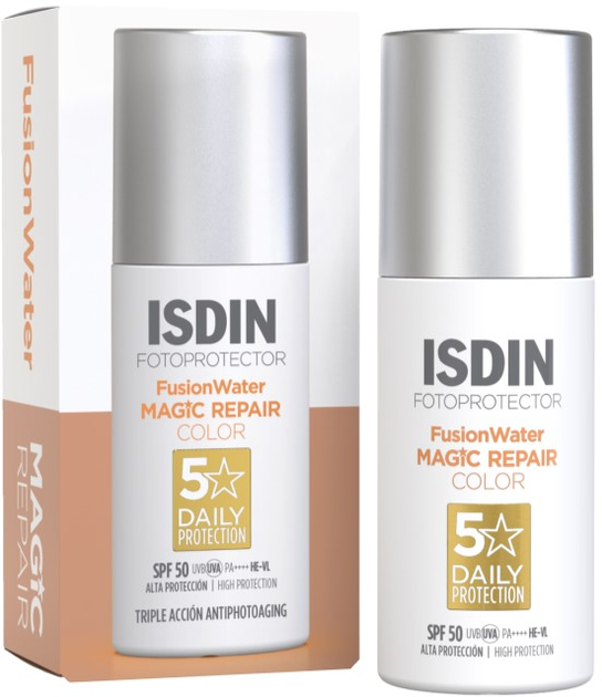 Сонцезахисний крем для обличчя Isdin Foto Ultra Fusion Water Magic Repair Color SPF 50 50 мл (8429420281622) - зображення 1