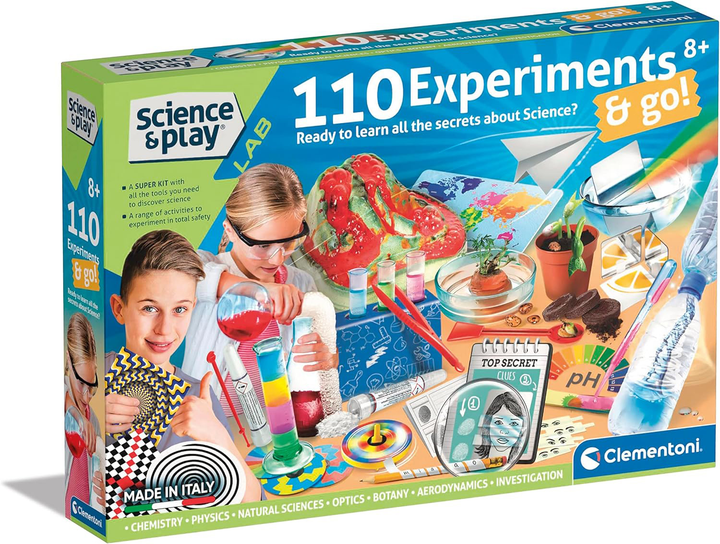 Zestaw do eksperymentów naukowych Clementoni Science & Play 110 Experiments & Go (8005125193615) - obraz 1