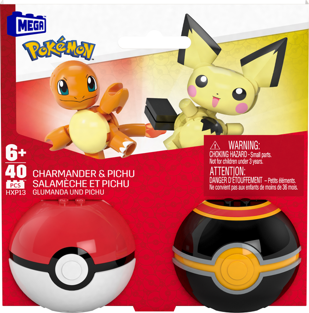 Klocki konstrukcyjne Mega Pokemon Pokeball Charmander i Pichu 40 elementów (0194735235759) - obraz 6