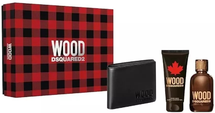 Подарунковий набір для чоловіків Dsquared2 Wood Pour Homme Туалетна вода 100 мл + Гель для душу 100 мл + Гаманець (8011003860593) - зображення 1