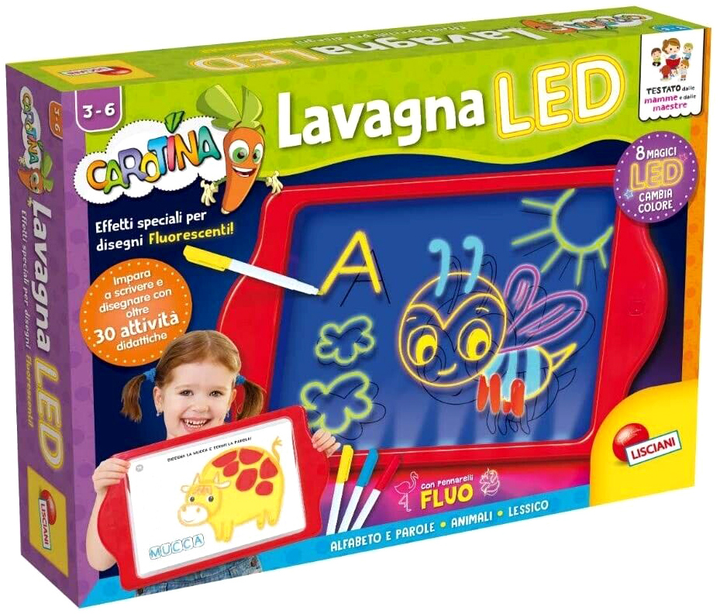 Magnetyczna tablica do rysowania Lisciani Carotina Baby Led Board z efektami świetlnymi (8008324077441) - obraz 1