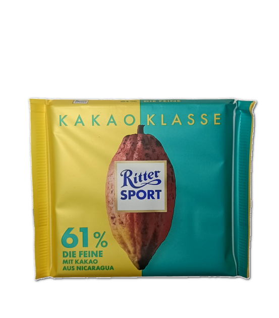 Чорний шоколад Ritter Sport 61% какао 100 г (57695) - Фото 1 Чорний шоколад Ritter Sport 61% какао 100 г (57695) - зображення 1