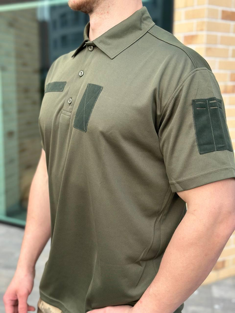 Чоловіча футболка поло coolmax оліва ЗСУ військова тактична ЗСУ армійські для військовослужбовців POLO 56 - зображення 1