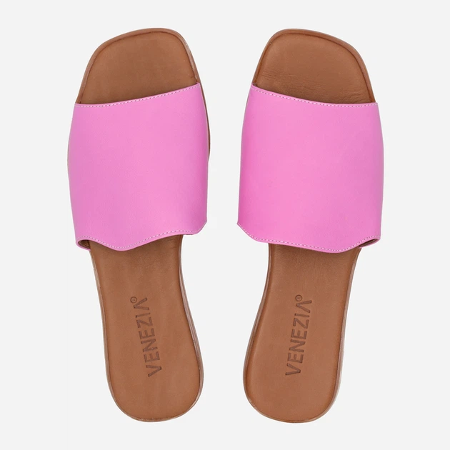 Klapki damskie eleganckie skórzane Venezia 13169 37 24.2 cm Różowe (5906140318393) - obraz 5