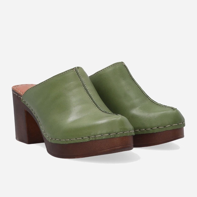 Chodaki damskie na obcasie skórzane Venezia 1143624 ALF 36 23.7 cm Zielone (5906140400340) - obraz 4