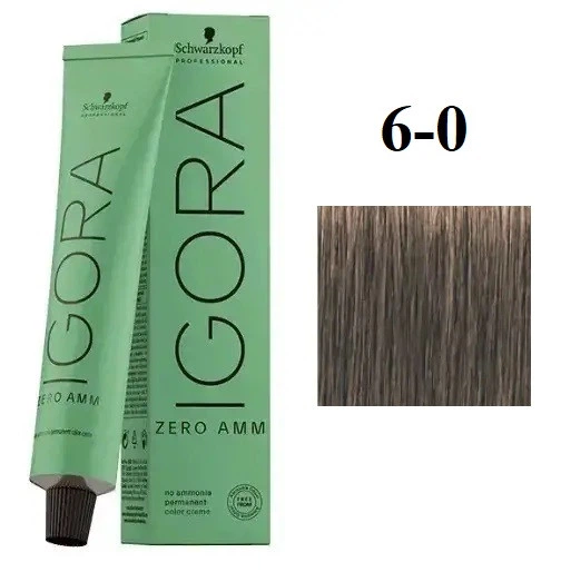 Стійка крем-фарба без аміаку Schwarzkopf Igora Zero Amm 6-0 Темно-русий натуральний 60 мл - Фото 1 Стійка крем-фарба без аміаку Schwarzkopf Igora Zero Amm 6-0 Темно-русий натуральний 60 мл - зображення 1