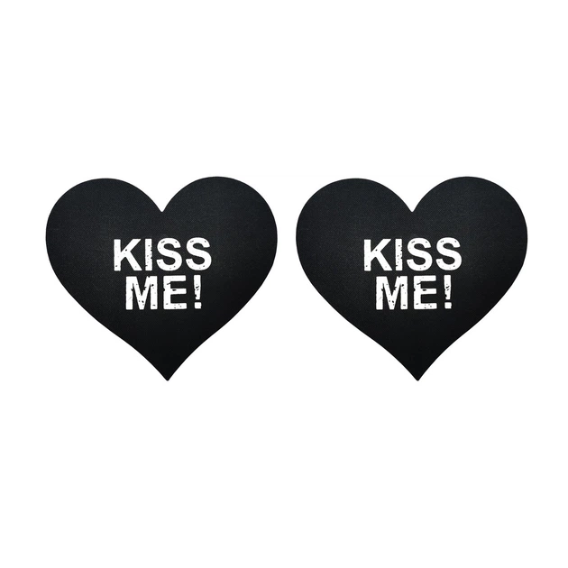 Cтікіні наліпки на груди сердечка з написом kiss me Honey Fashion Accessories One Size чорний (3-125) - Фото 1 Cтікіні наліпки на груди сердечка з написом kiss me Honey Fashion Accessories One Size чорний (3-125) - зображення 1