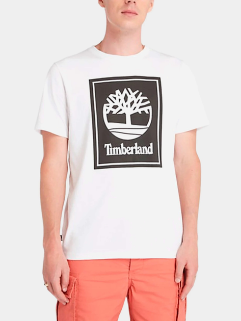 T-shirt męski bawełniany Timberland TB0A5WQQ S Biały/Czarny (194902954162) - obraz 1