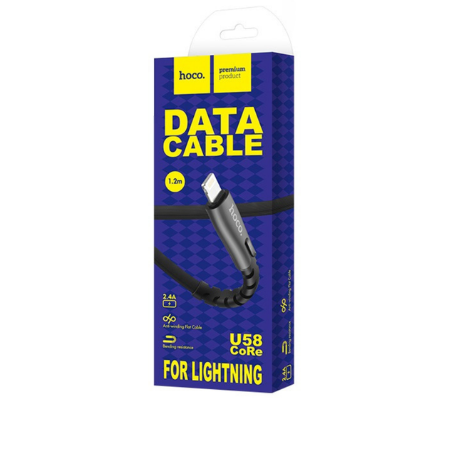 Кабель Hoco U58 Core charging data cable for Lightning Black - Фото 4 Кабель Hoco U58 Core charging data cable for Lightning Black - зображення 4