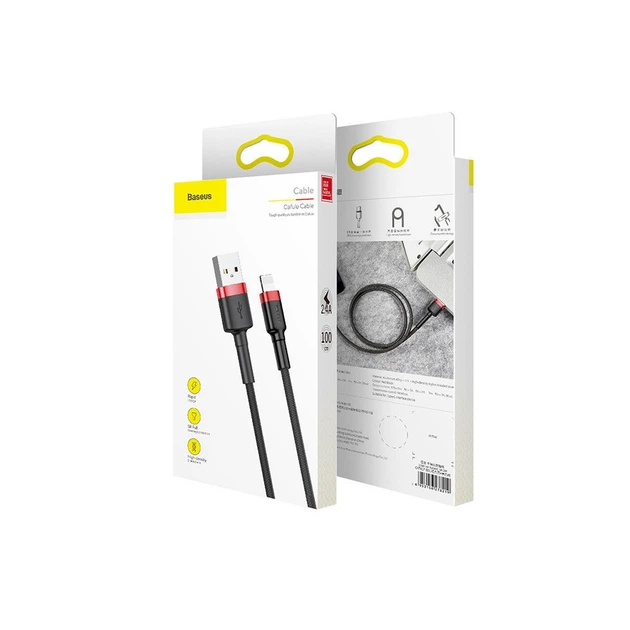 Кабель Baseus cafule Cable USB For lightning 1.5A 2M Red + Black - Фото 4 Кабель Baseus cafule Cable USB For lightning 1.5A 2M Red + Black - зображення 4