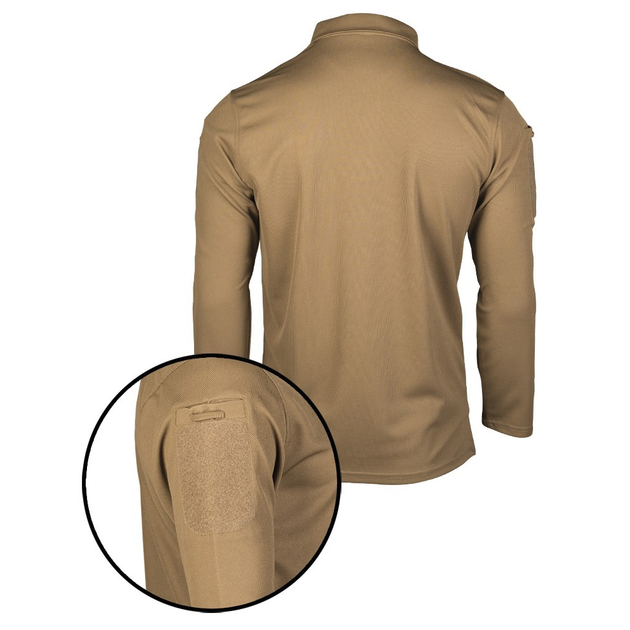 Футболка Поло тактическая с длинным рукавом Tactical Long Sleeve Polo Shirt Quick Dry L DARK COYOTE - изображение 2